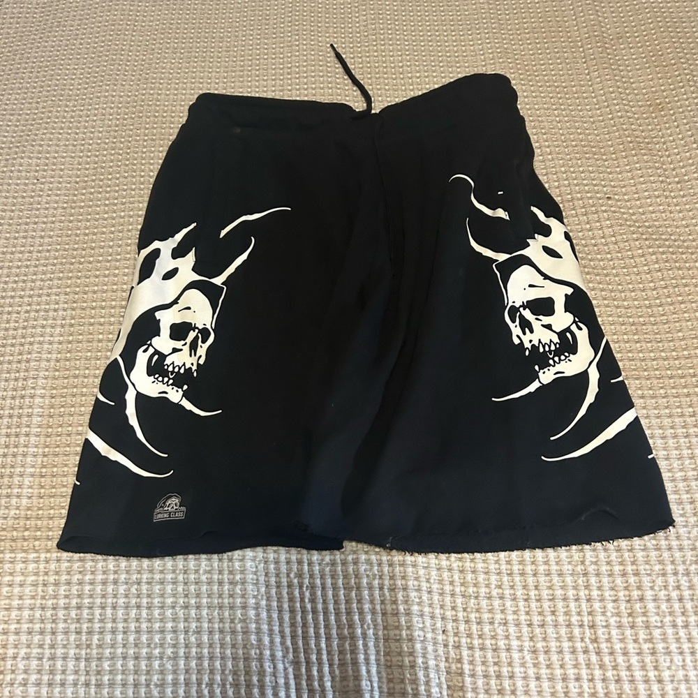 Black Skull Graphic Athletic Shorts